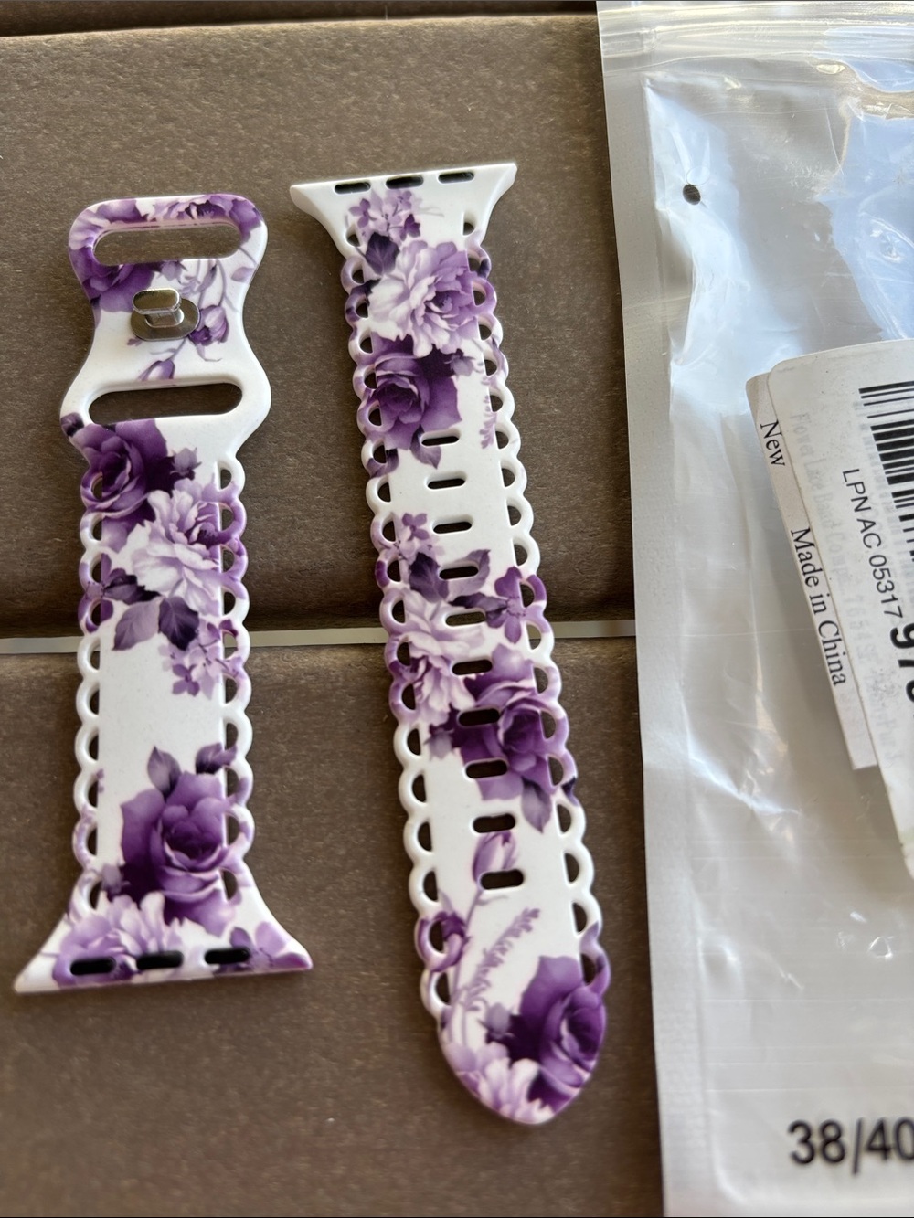 Floral Silicone Watch Band Replacement for 38/40/41mm - Purple Floral - Picture 2 of 4